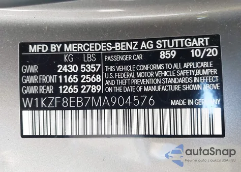 2021 Mercedes-Benz E 350 4Matic из США, поврежденный, VIN W1KZF8EB7MA904576
